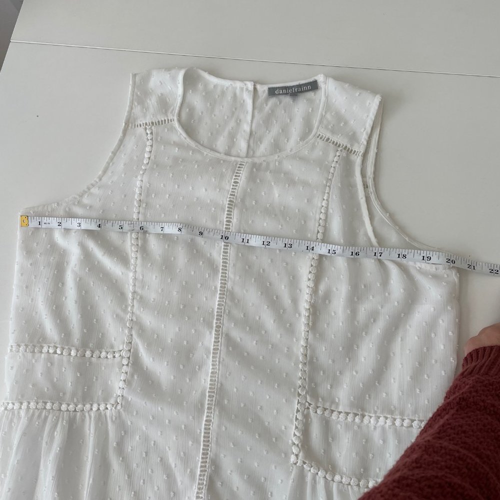 Daniel Rainn Swiss Dot Embroidered Lace Flouncy Peplum Sleeveless Blouse - Picture 7 of 14